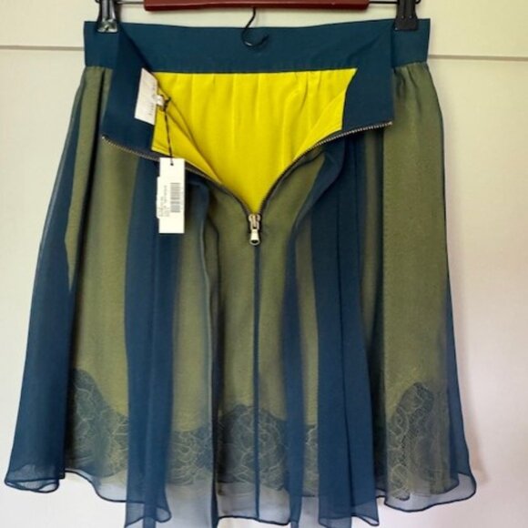 BNWT Fleur Du Mal Blouse + SKirt silk + attached neon lingerie - Picture 4 of 16